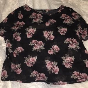 Nordstrom brand see-thru flower print shirt